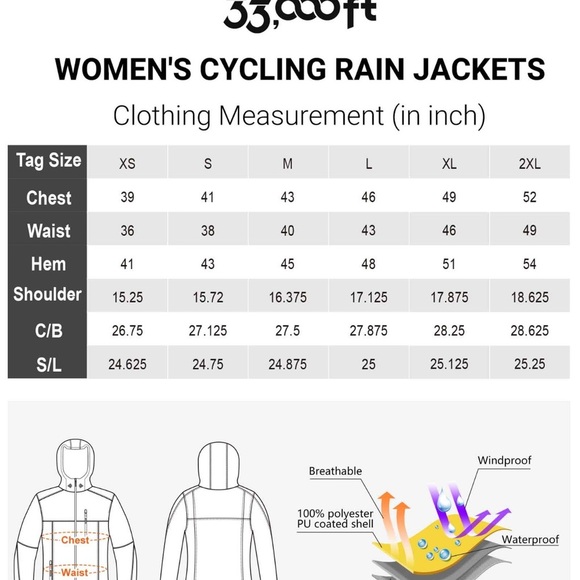 NWT 33,000ft Women's Packable Rain Jacket Size M - Picture 10 of 10
